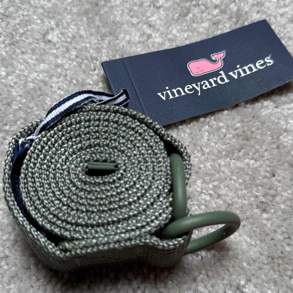 Men’s Vineyard Vines NWT Textured Webbing D Ring Belt Faded Vine Green Sz L - Picture 2 of 4